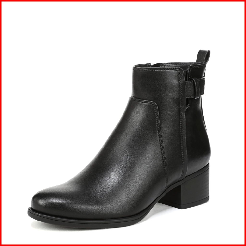 Ankle Boots With Side Zip, 2 Inch Block Heel, Contour+ Comfort Technology